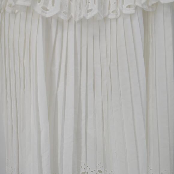 Gianni Bini White Eyelet Lace Pleated Midi Dress Peplum NWT Size 0 Bridal - Picture 10 of 16